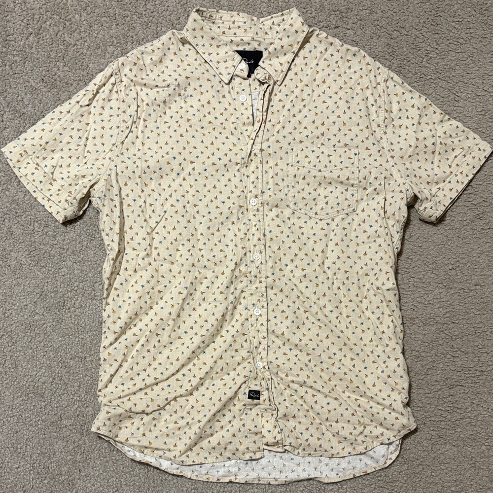 Rails L Men's Cream Patterned Shirt